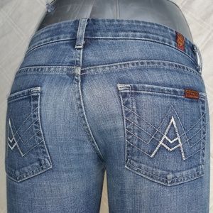 7FAM A Pocket Size 28 Low Rise Flare Jeans 32 x 33